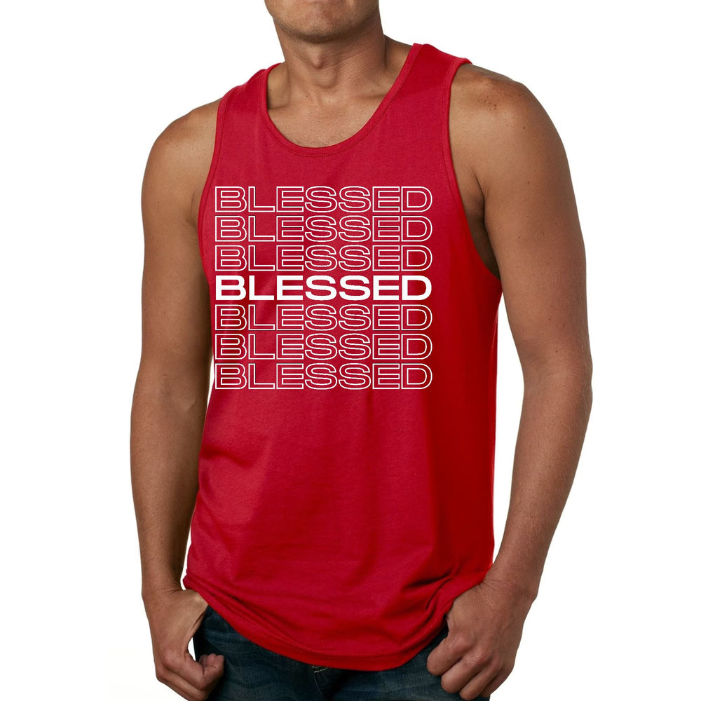 Mens Fitness Tank Top Graphic T-shirt Blessed Stacked Print - Mens | Tank Tops