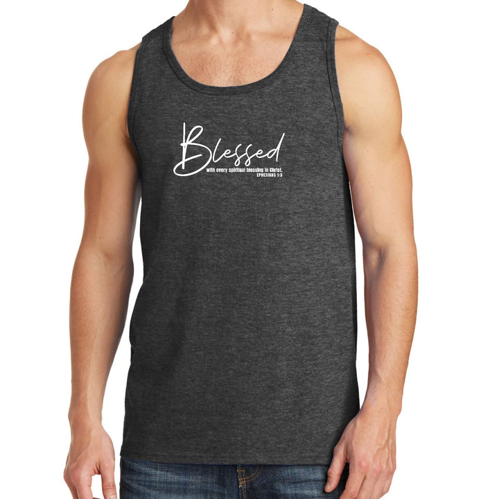 Mens Fitness Tank Top Graphic T-shirt Blessed With Every Spiritual - Mens