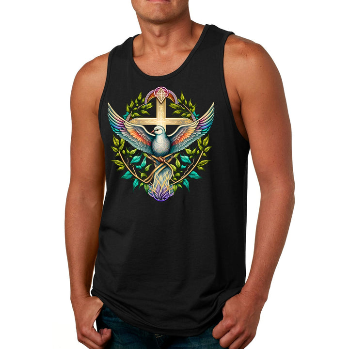 Mens Fitness Tank Top Graphic T-shirt Blue Green Multicolor Dove - Mens | Tank