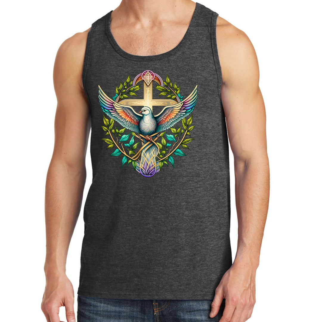 Mens Fitness Tank Top Graphic T-shirt Blue Green Multicolor Dove - Mens | Tank