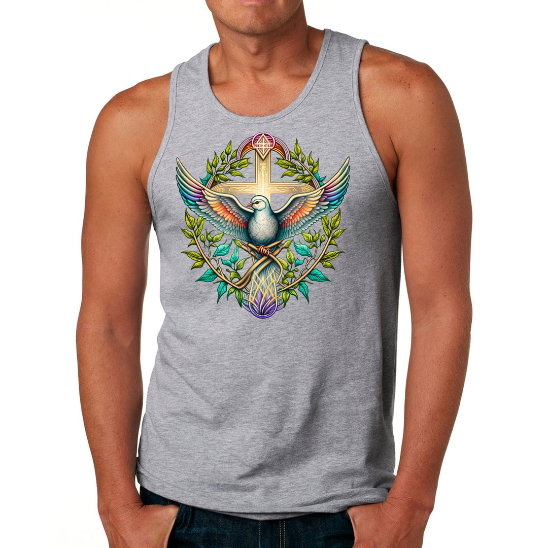 Mens Fitness Tank Top Graphic T-shirt Blue Green Multicolor Dove - Mens | Tank