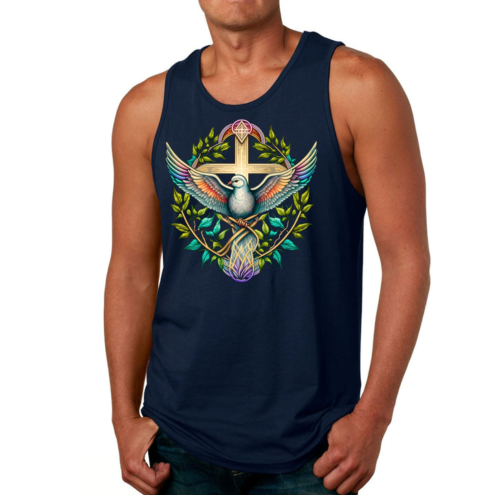 Mens Fitness Tank Top Graphic T-shirt Blue Green Multicolor Dove - Mens | Tank