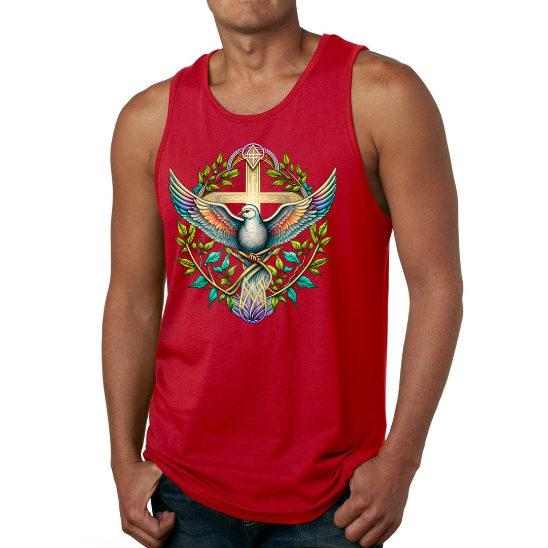 Mens Fitness Tank Top Graphic T-shirt Blue Green Multicolor Dove - Mens | Tank