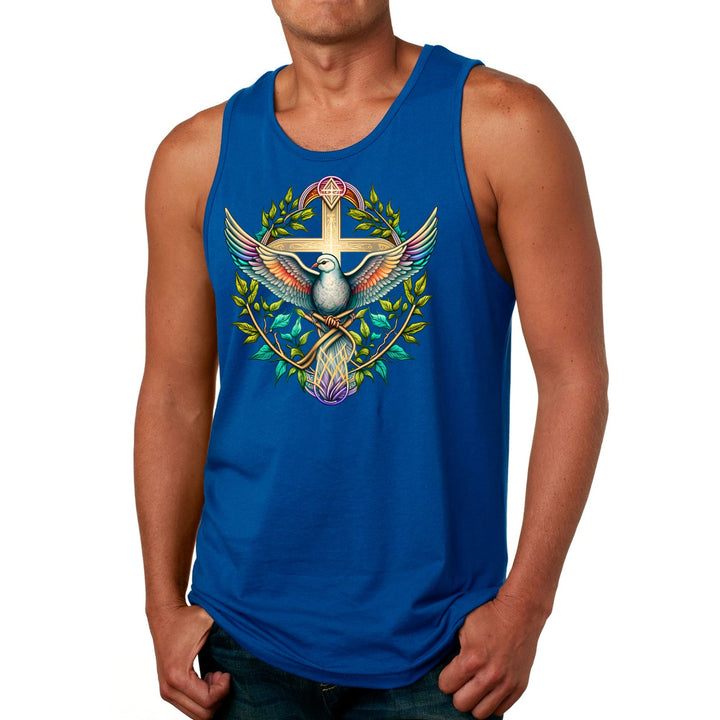 Mens Fitness Tank Top Graphic T-shirt Blue Green Multicolor Dove - Mens | Tank