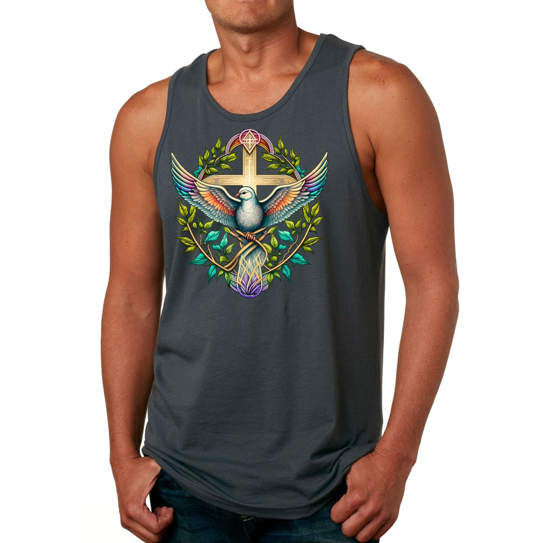 Mens Fitness Tank Top Graphic T-shirt Blue Green Multicolor Dove - Mens | Tank