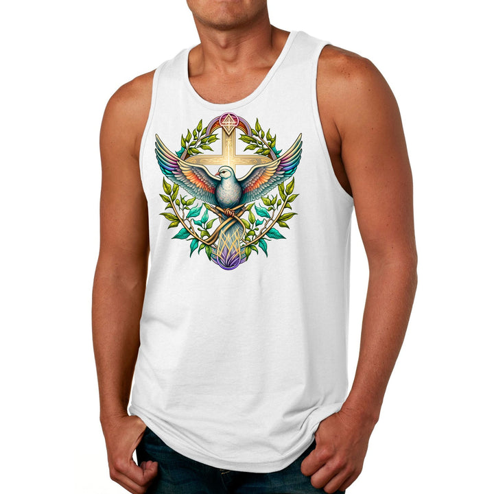 Mens Fitness Tank Top Graphic T-shirt Blue Green Multicolor Dove - Mens | Tank