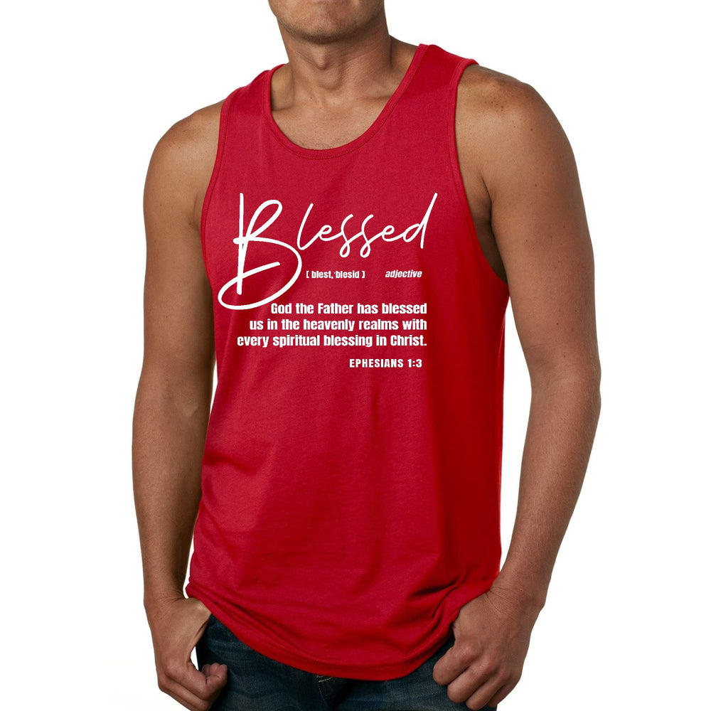 Mens Fitness Tank Top Graphic T-shirt Ephesians - Blessed with Every - Mens