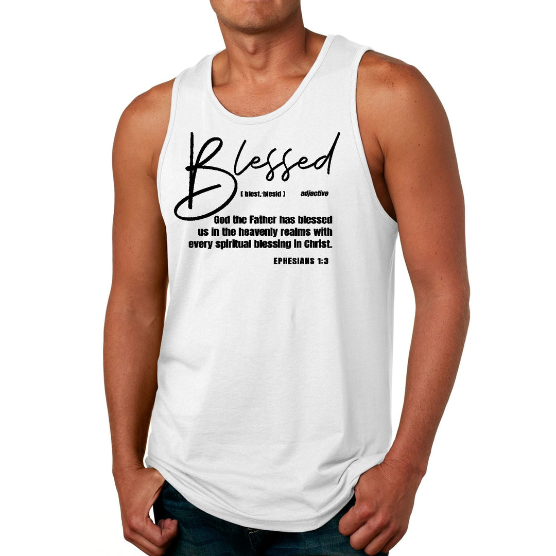 Mens Fitness Tank Top Graphic T-shirt Ephesians - Blessed with Every - Mens