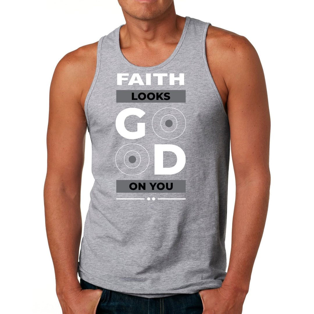 Mens Fitness Tank Top Graphic T-shirt Faith Looks Good - Mens | Tank Tops