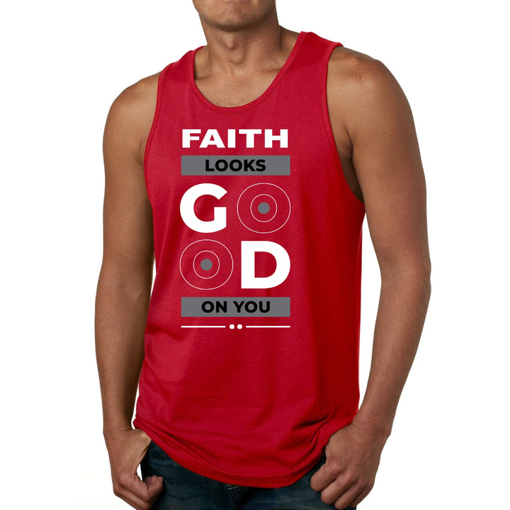 Mens Fitness Tank Top Graphic T-shirt Faith Looks Good - Mens | Tank Tops