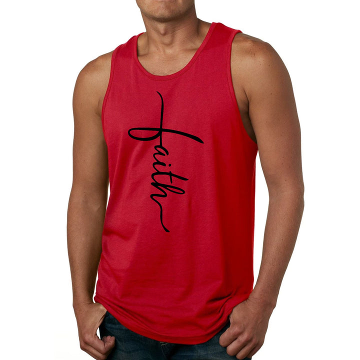 Mens Fitness Tank Top Graphic T-shirt Faith Script Cross Black - Mens | Tank