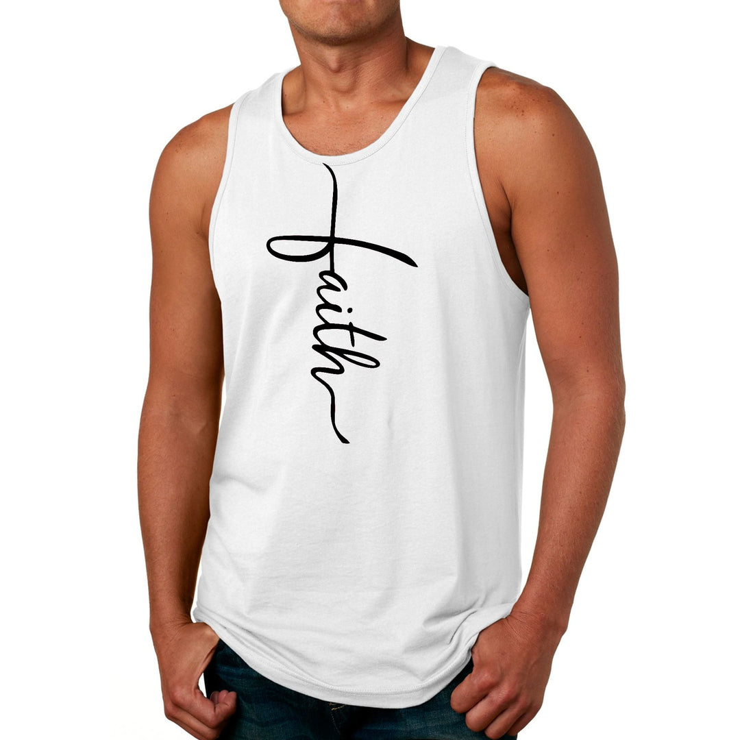 Mens Fitness Tank Top Graphic T-shirt Faith Script Cross Black - Mens | Tank