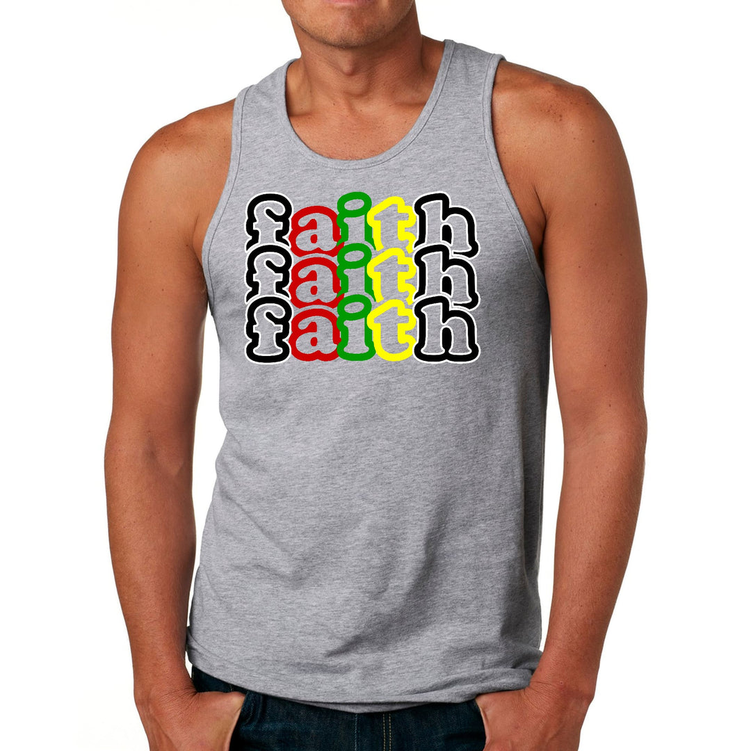 Mens Fitness Tank Top Graphic T-shirt Faith Stack Multicolor Black - Mens