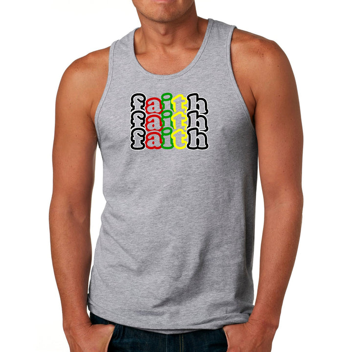 Mens Fitness Tank Top Graphic T-shirt Faith Stack Multicolor Black - Mens
