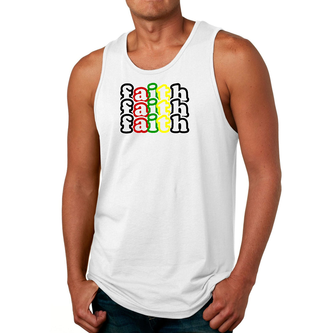 Mens Fitness Tank Top Graphic T-shirt Faith Stack Multicolor Black - Mens