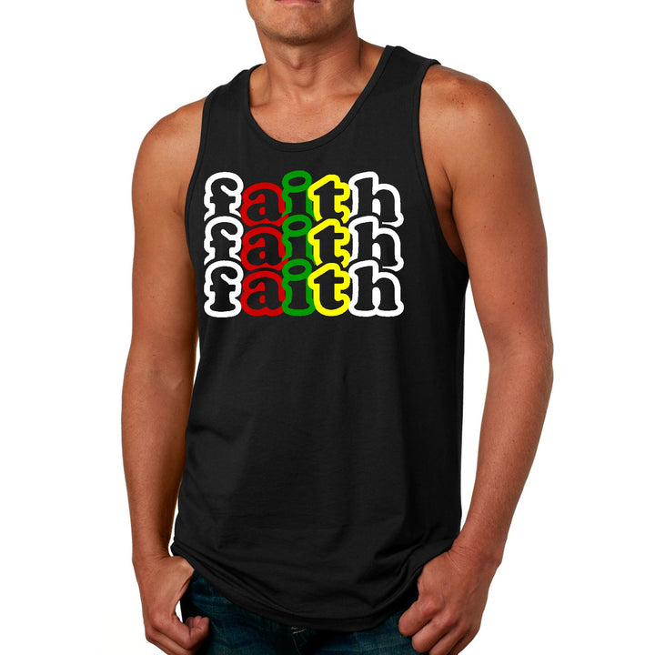 Mens Fitness Tank Top Graphic T-shirt Faith Stack Multicolor - Mens | Tank Tops