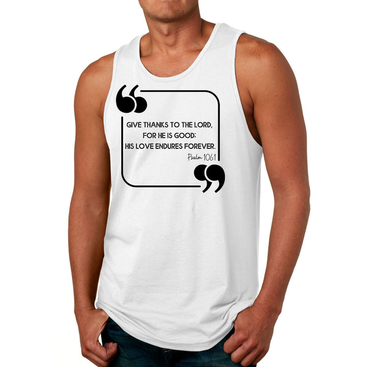 Mens Fitness Tank Top Graphic T-shirt Give Thanks to the Lord Black - Mens