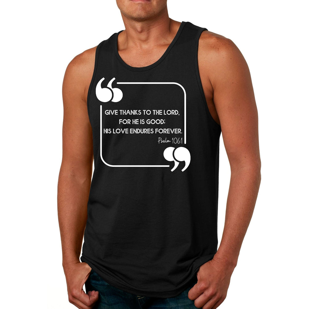 Mens Fitness Tank Top Graphic T-shirt Give Thanks to the Lord - Mens | Tank Tops