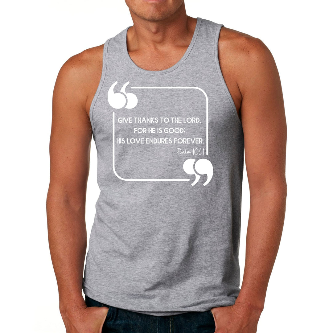 Mens Fitness Tank Top Graphic T-shirt Give Thanks to the Lord - Mens | Tank Tops