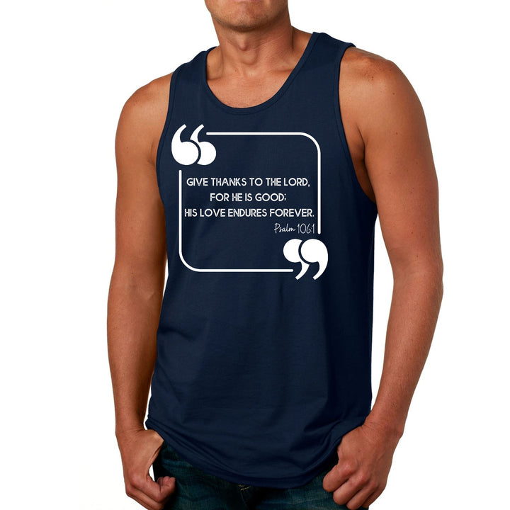 Mens Fitness Tank Top Graphic T-shirt Give Thanks to the Lord - Mens | Tank Tops