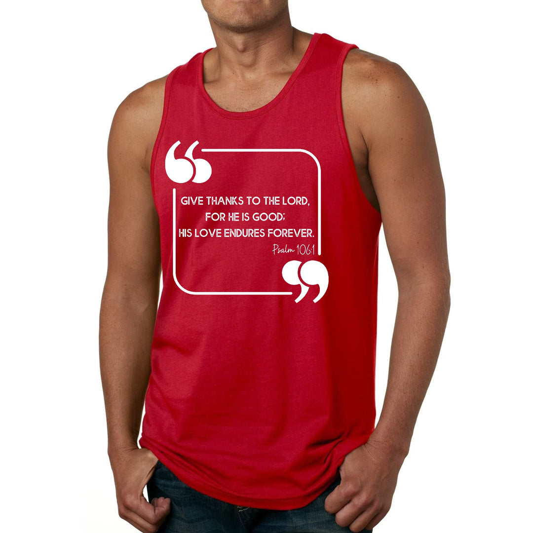 Mens Fitness Tank Top Graphic T-shirt Give Thanks to the Lord - Mens | Tank Tops