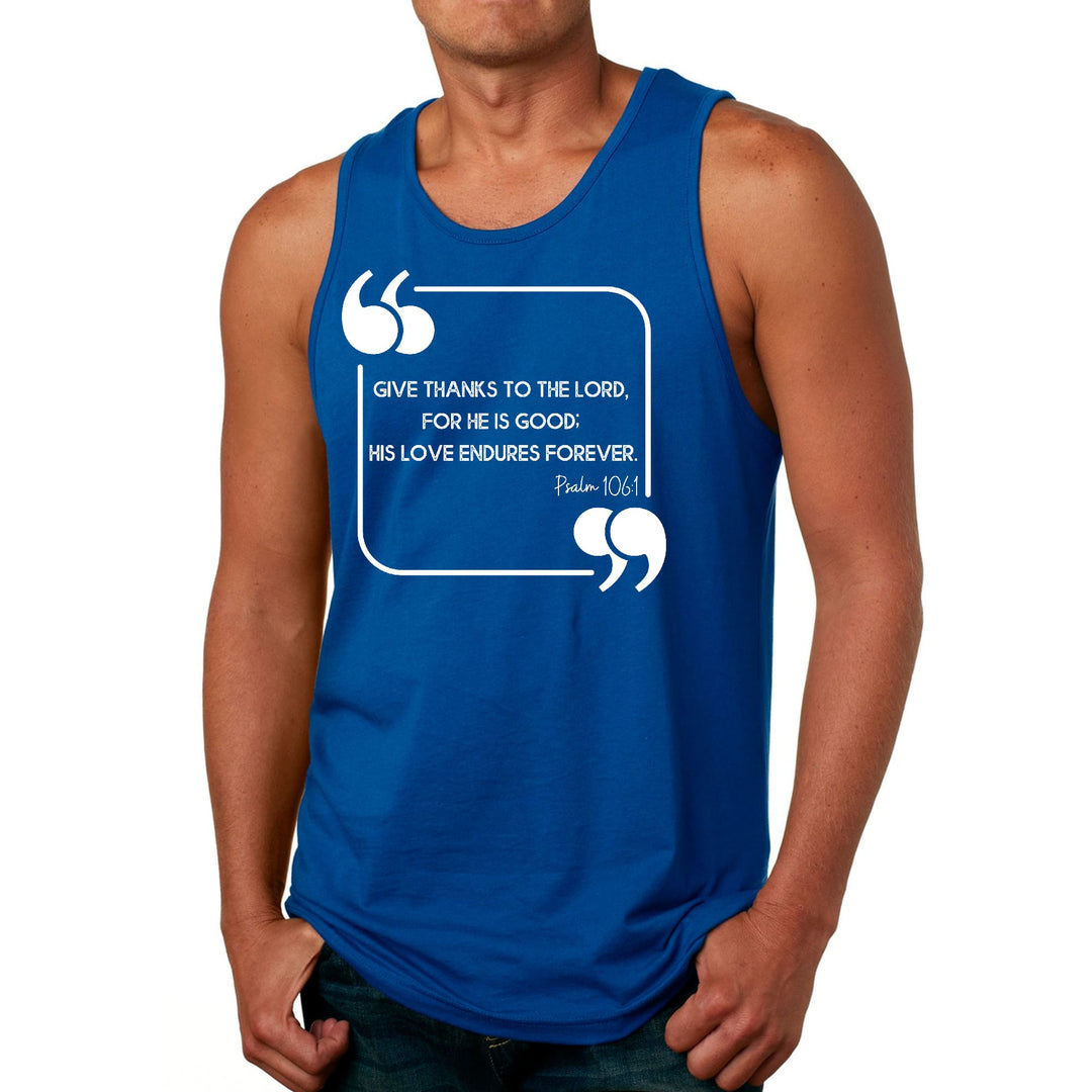 Mens Fitness Tank Top Graphic T-shirt Give Thanks to the Lord - Mens | Tank Tops