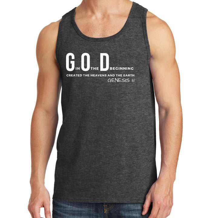 Mens Fitness Tank Top Graphic T-shirt God in the Beginning Print - Mens | Tank