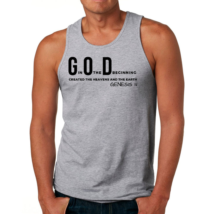 Mens Fitness Tank Top Graphic T-shirt God in the Beginning Print - Mens | Tank