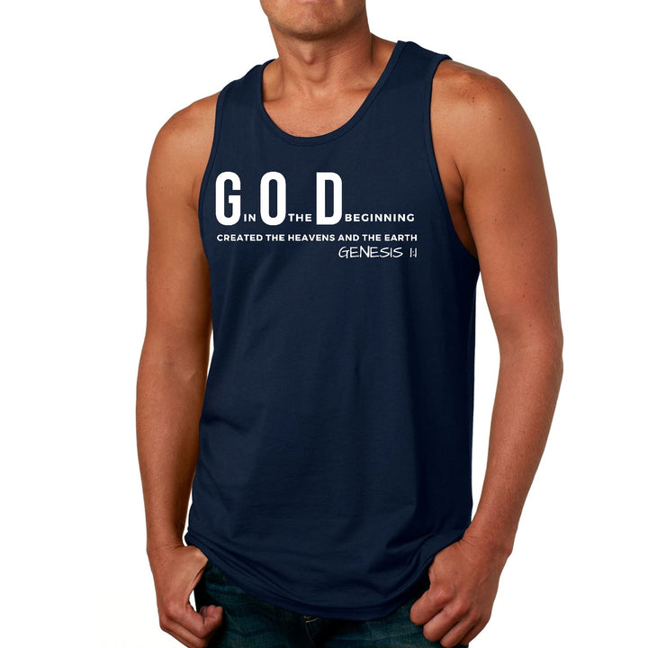 Mens Fitness Tank Top Graphic T-shirt God in the Beginning Print - Mens | Tank