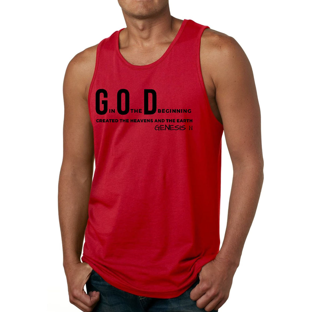 Mens Fitness Tank Top Graphic T-shirt God in the Beginning Print - Mens | Tank