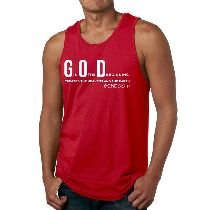 Mens Fitness Tank Top Graphic T-shirt God in the Beginning Print - Mens | Tank