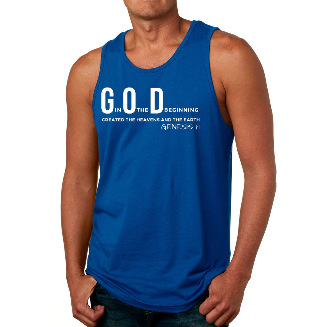 Mens Fitness Tank Top Graphic T-shirt God in the Beginning Print - Mens | Tank