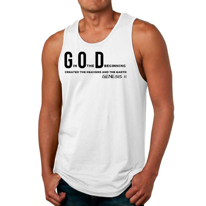 Mens Fitness Tank Top Graphic T-shirt God in the Beginning Print - Mens | Tank