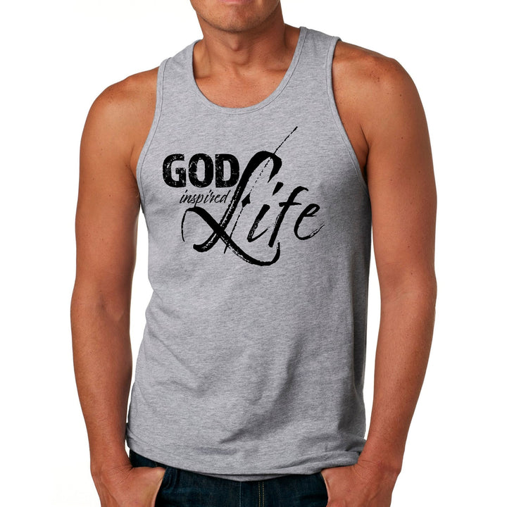 Mens Fitness Tank Top Graphic T-shirt God Inspired Life Black - Mens | Tank Tops