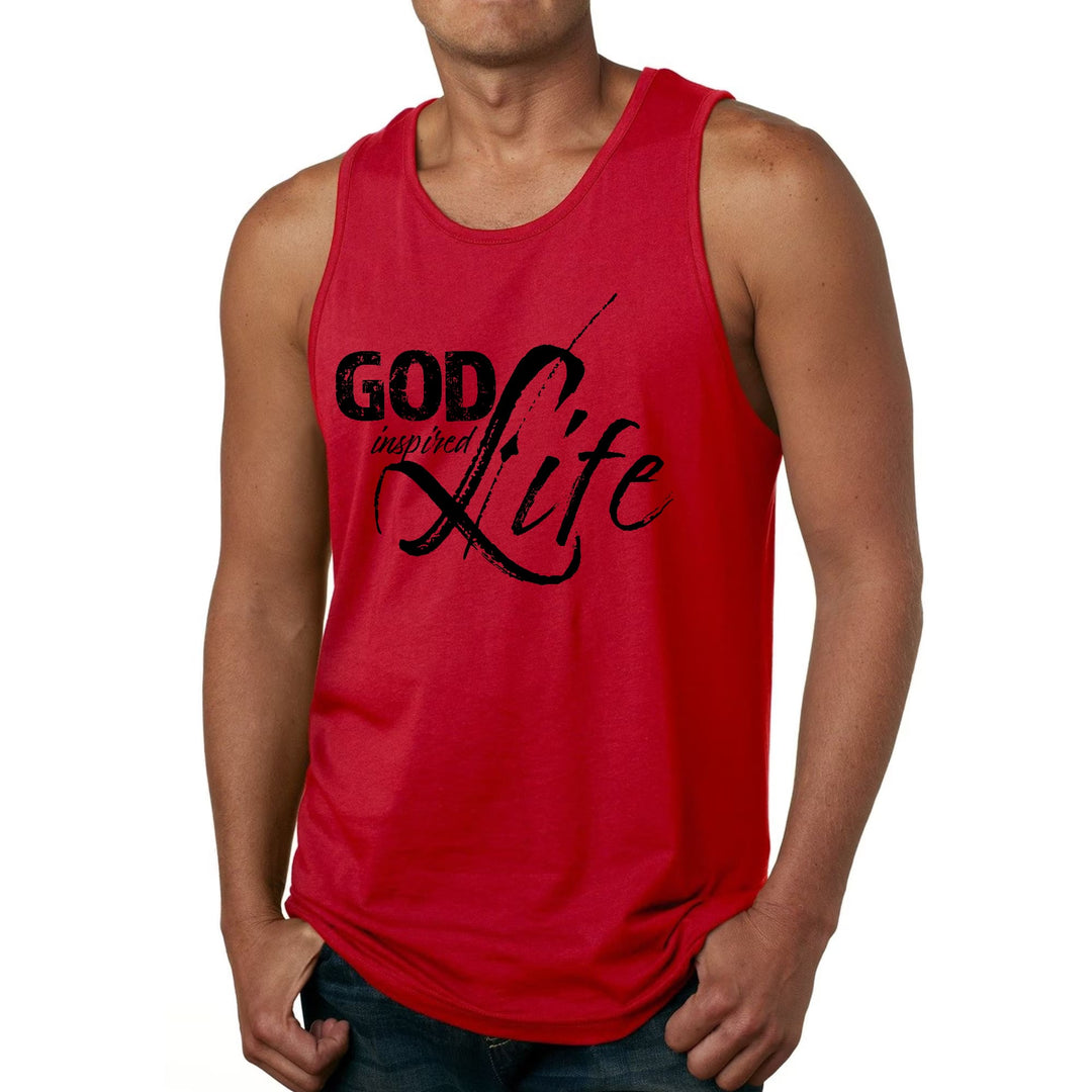 Mens Fitness Tank Top Graphic T-shirt God Inspired Life Black - Mens | Tank Tops