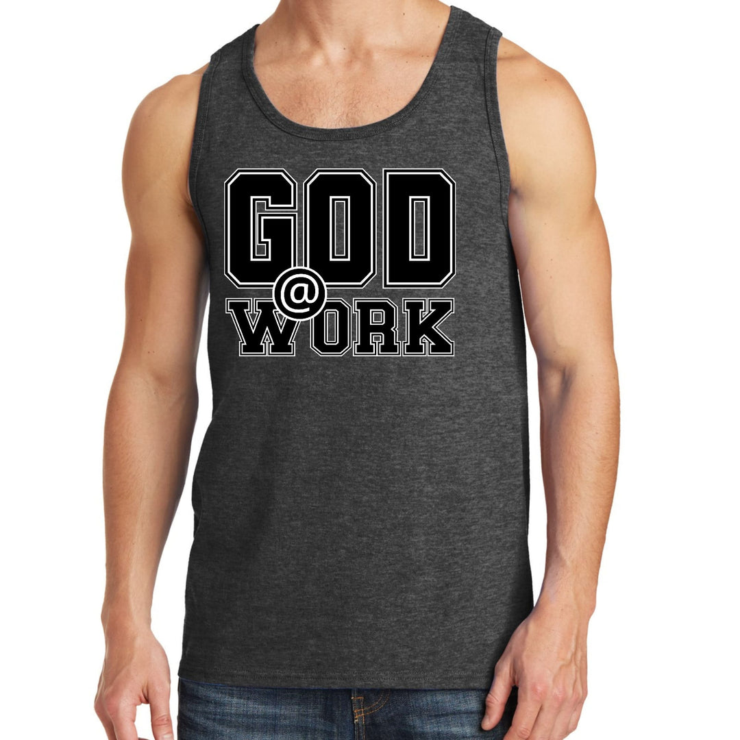 Mens Fitness Tank Top Graphic T-shirt God @ Work Print - Mens | Tank Tops