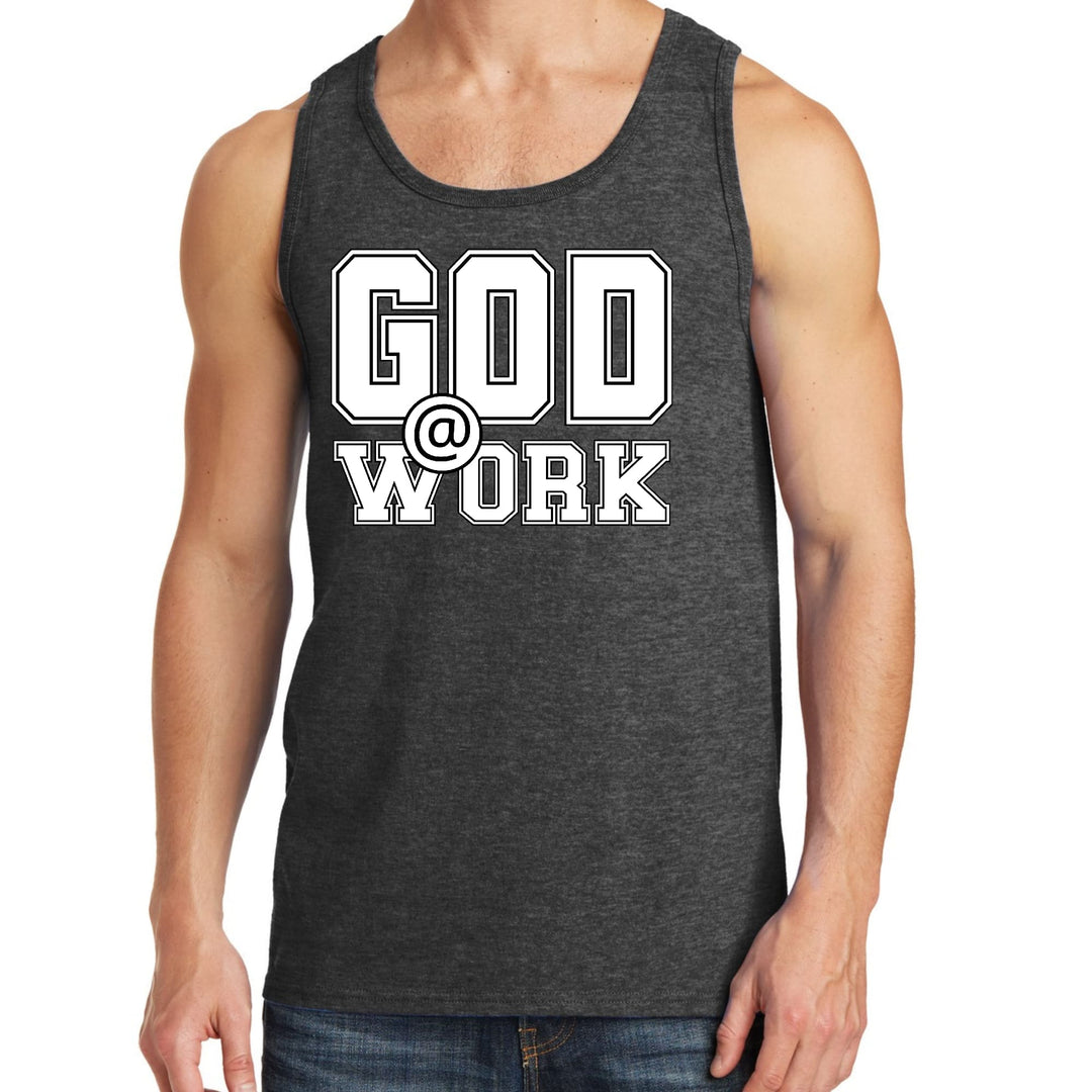 Mens Fitness Tank Top Graphic T-shirt God @ Work Print - Mens | Tank Tops