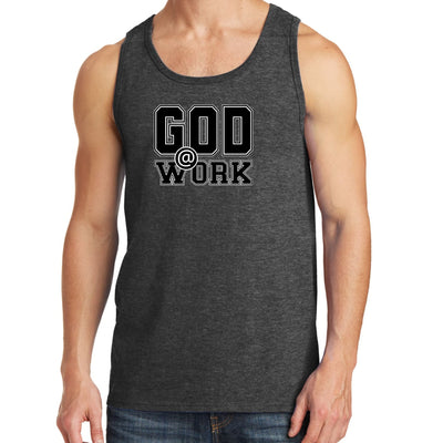 Mens Fitness Tank Top Graphic T-shirt God @ Work Print - Mens | Tank Tops