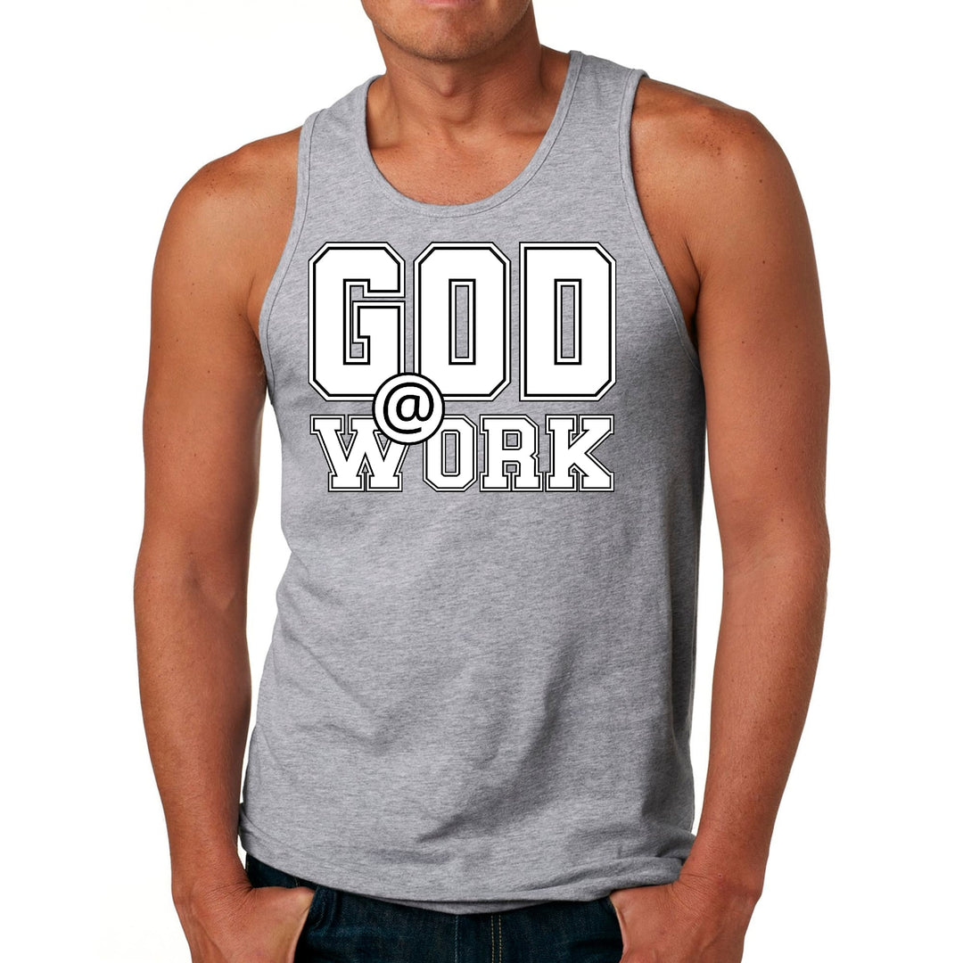 Mens Fitness Tank Top Graphic T-shirt God @ Work Print - Mens | Tank Tops