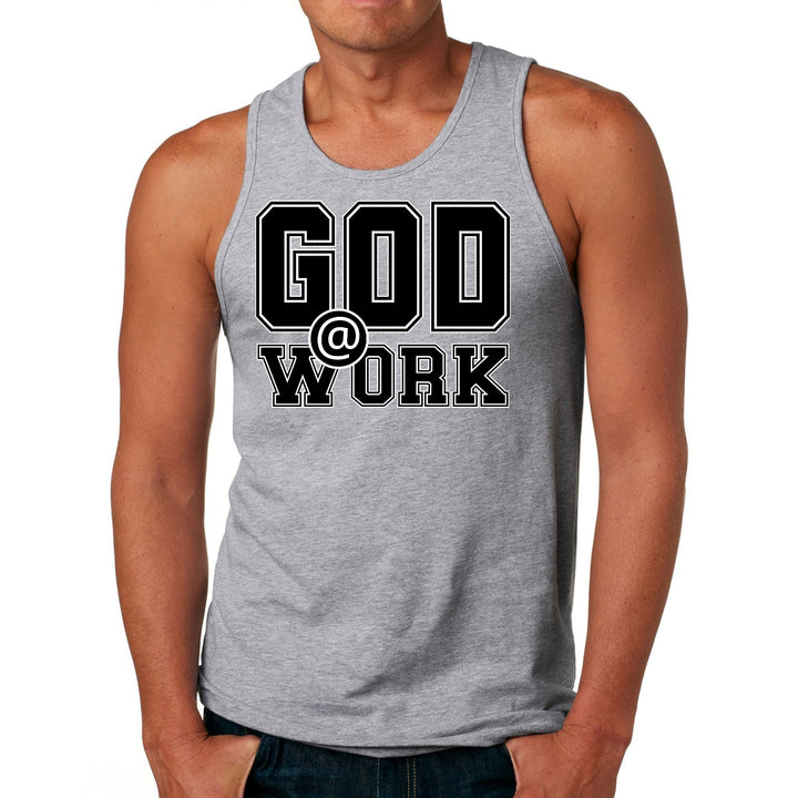 Mens Fitness Tank Top Graphic T-shirt God @ Work Print - Mens | Tank Tops