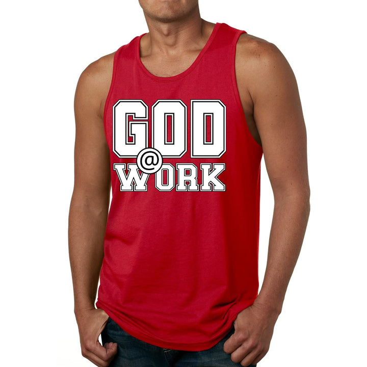 Mens Fitness Tank Top Graphic T-shirt God @ Work Print - Mens | Tank Tops