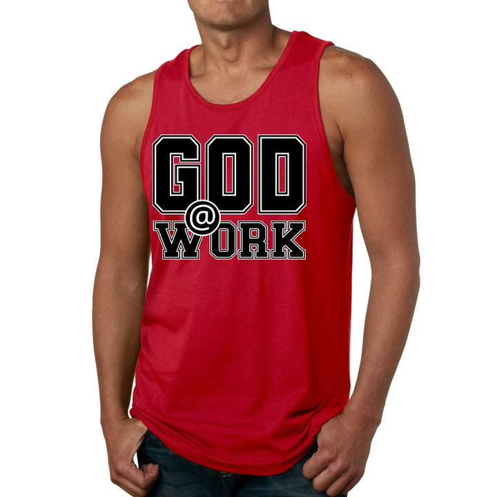 Mens Fitness Tank Top Graphic T-shirt God @ Work Print - Mens | Tank Tops