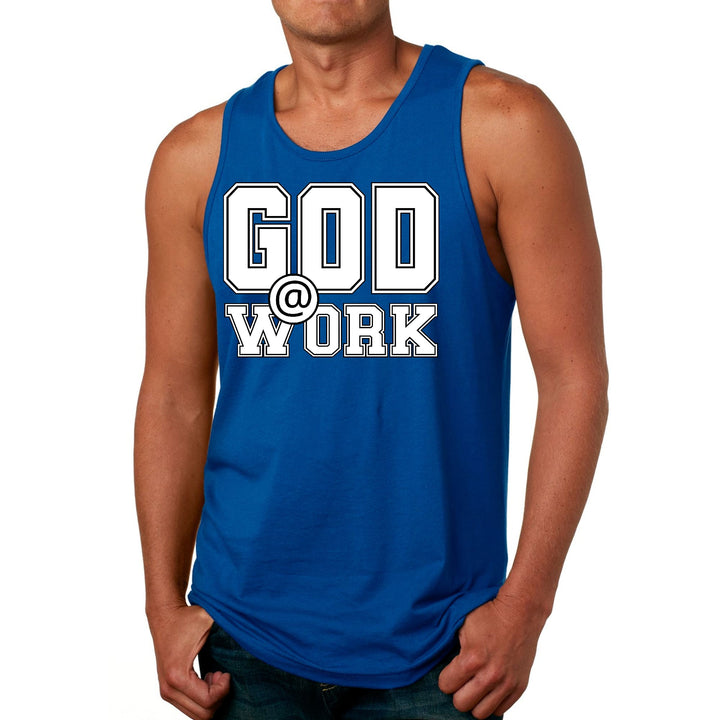 Mens Fitness Tank Top Graphic T-shirt God @ Work Print - Mens | Tank Tops