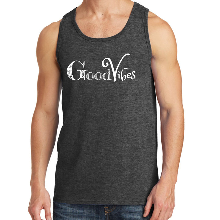 Mens Fitness Tank Top Graphic T-shirt Good Vibes White Print - Mens | Tank Tops