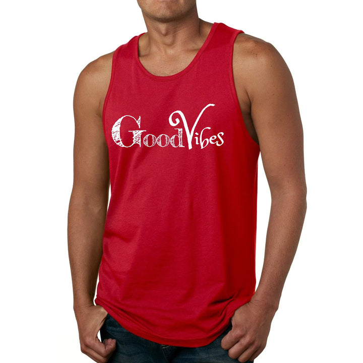 Mens Fitness Tank Top Graphic T-shirt Good Vibes White Print - Mens | Tank Tops