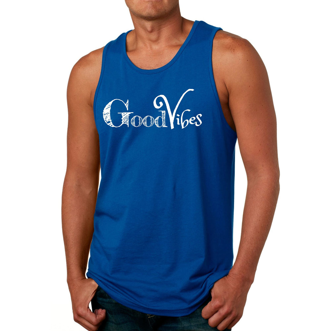 Mens Fitness Tank Top Graphic T-shirt Good Vibes White Print - Mens | Tank Tops