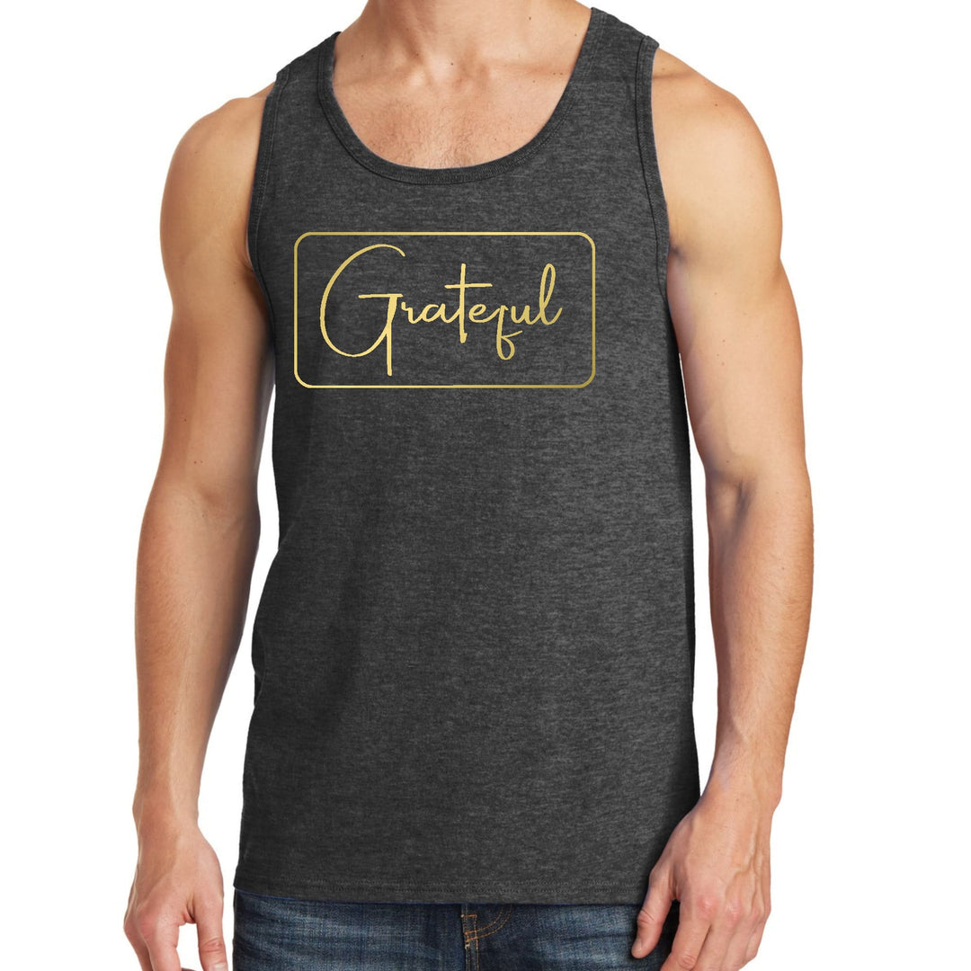 Mens Fitness Tank Top Graphic T-shirt Grateful Metallic Gold - Mens | Tank Tops