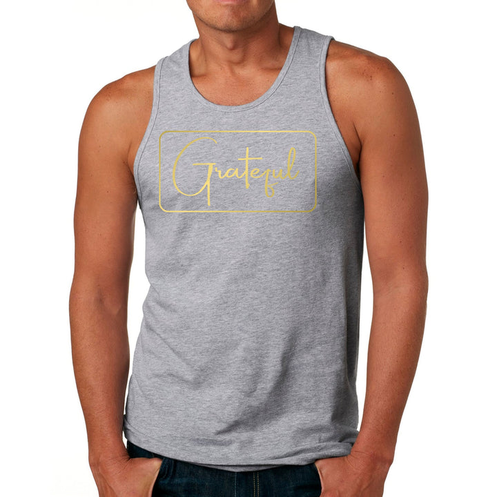 Mens Fitness Tank Top Graphic T-shirt Grateful Metallic Gold - Mens | Tank Tops