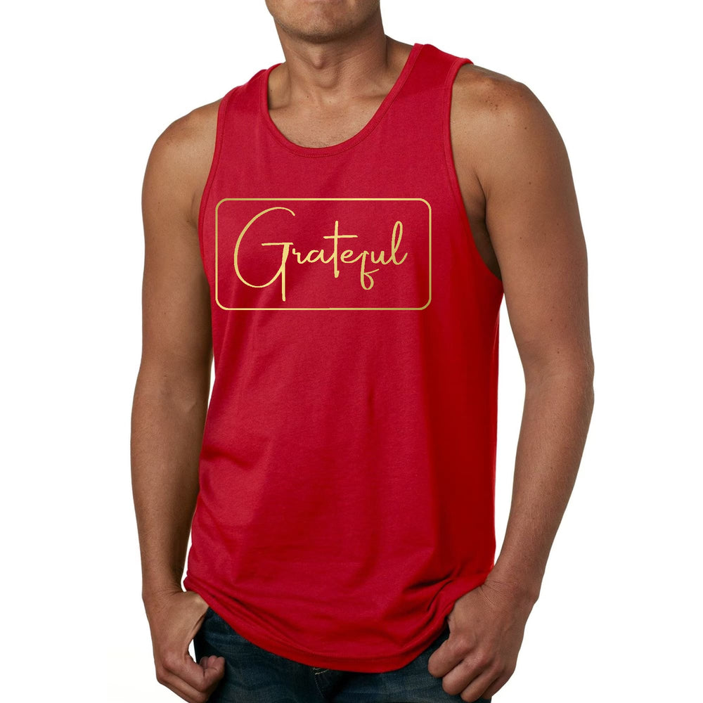 Mens Fitness Tank Top Graphic T-shirt Grateful Metallic Gold - Mens | Tank Tops