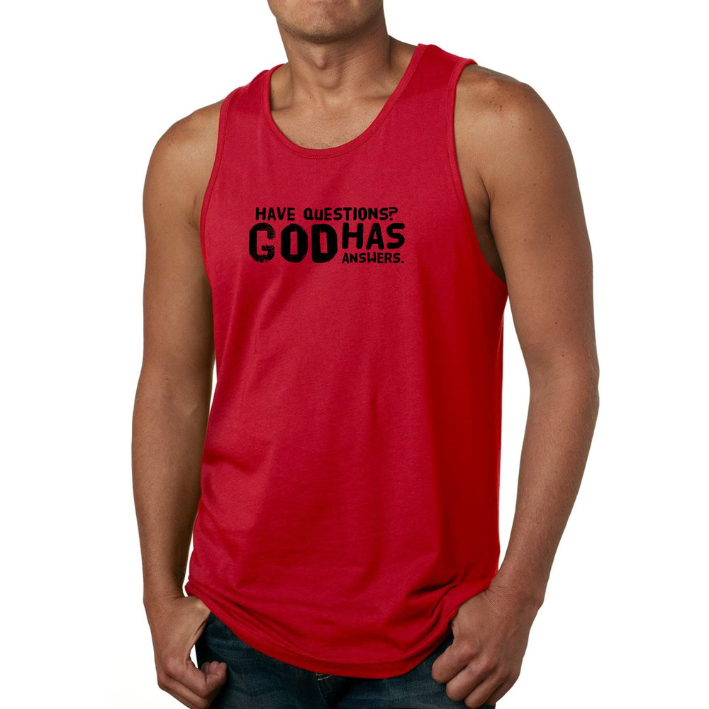 Mens Fitness Tank Top Graphic T-shirt Have Questions God Has Answers - Mens